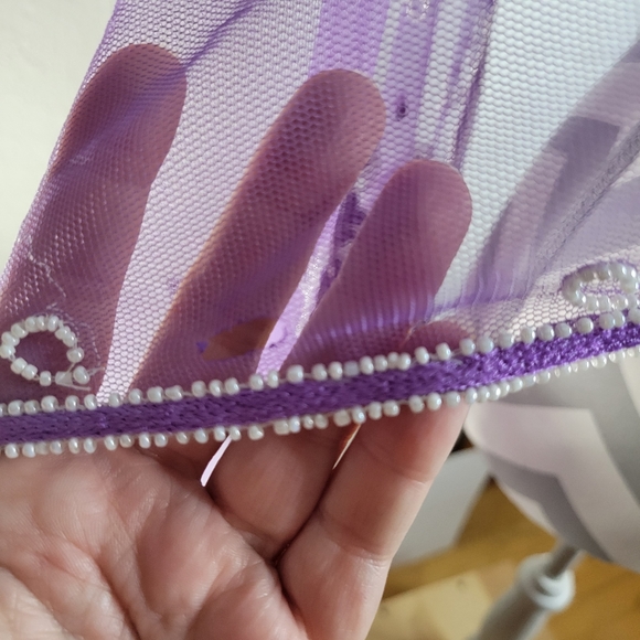 Womans Sheer Sterling Styles Purple Beaded Scarf Few issues on the back - Picture 11 of 12
